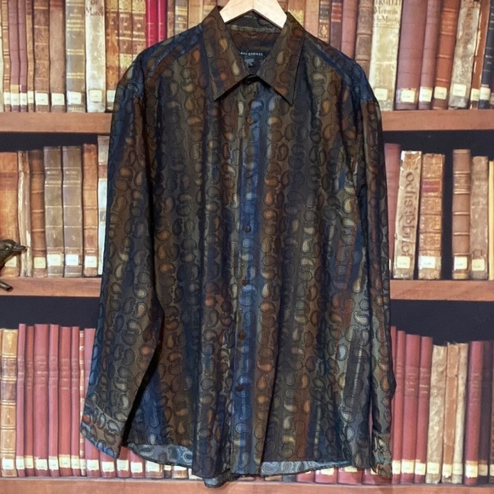 Jhane Barnes Paisley Artwear Button Front Shirt XL